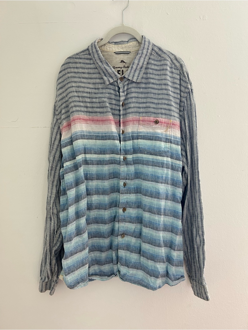 Tommy Bahama Relax 100% Linen  XLT striped linen long-sleeve button-down shirt